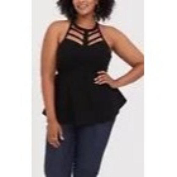 NEW TORRID Caged High Neck Sleeveless Peplum Top Black Womens Size 3X - Picture 14 of 14